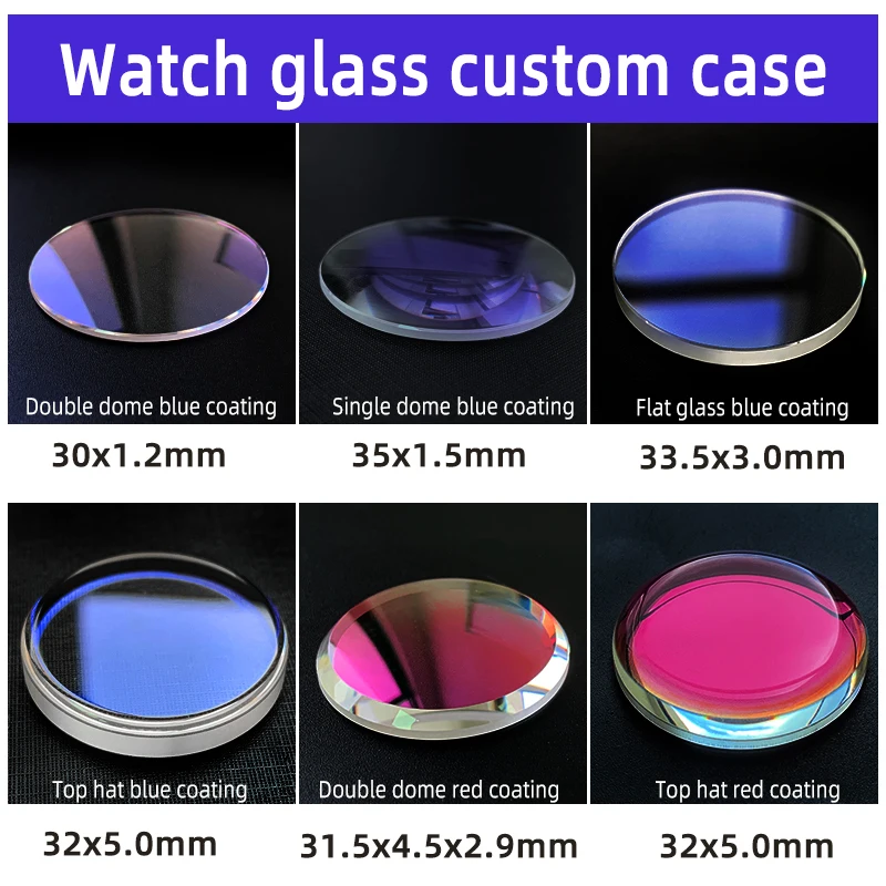 

Customized Sapphire Glass Blue Clear AR Coating Watch Crystal Parts Flat Plane Single Double Dome Factory wholesale Support OEM