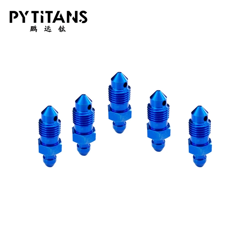 PYTITANS M10x1.0 Pitch Motorcycle Brake Caliper Bleed Nipple Titanium Bolts Screw for Brembo Car Frando Abalone