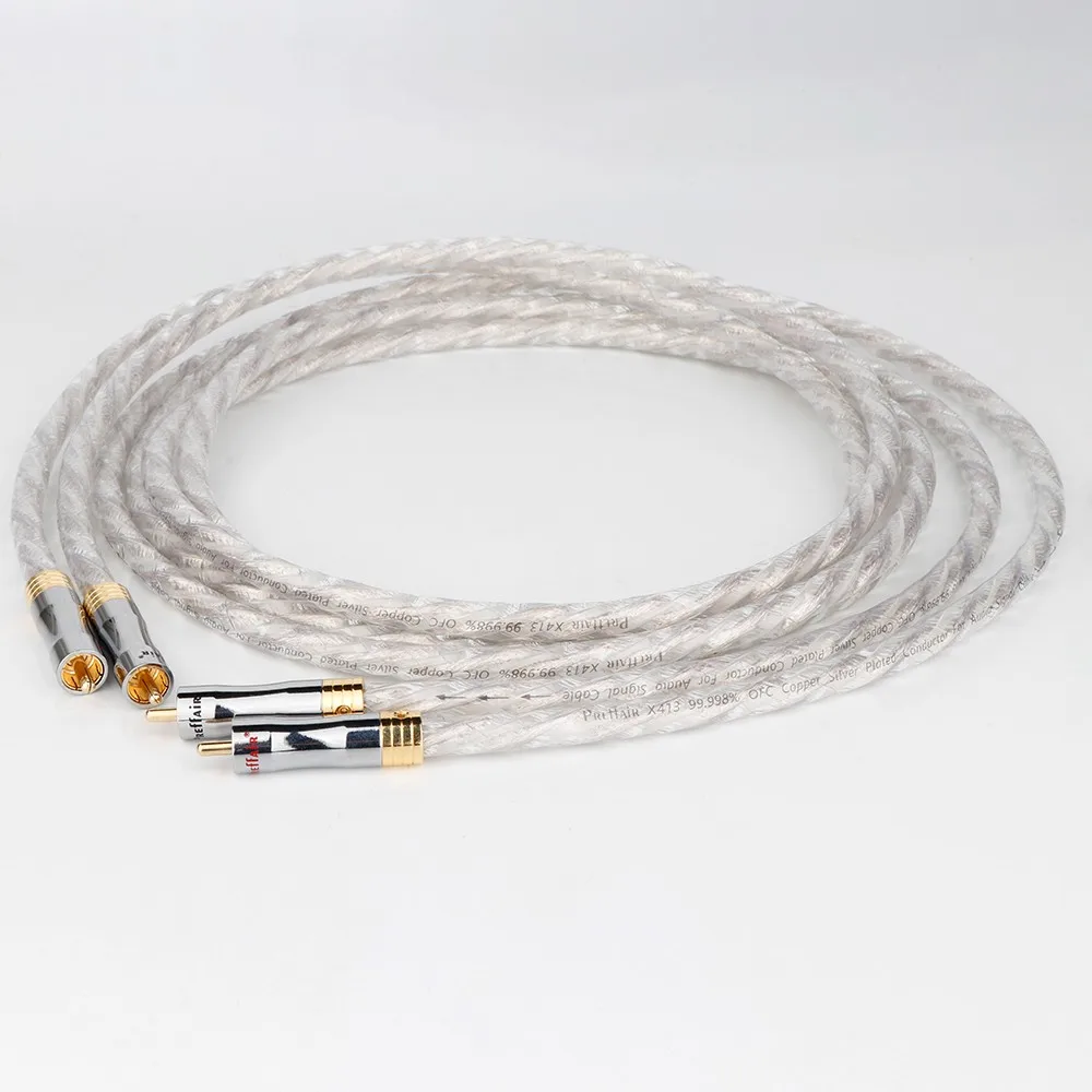 Preffair X413 OFC Silver plated RCA cable Analog cable audio interconnect cable with Gold Plated RCA plug