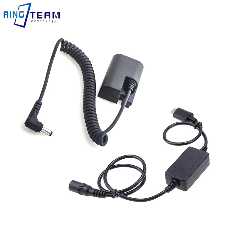 DR-E6 Dummy Battery Male Elbow 5521 to Type-C Female 8V Step-Down Spring Wire Adapter for Canon 6D 7D 7D Mark II 60D 60Da 70/80D