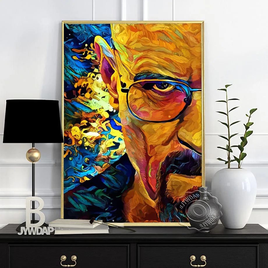 Colored Drawing Abstract Face Expression Prints Poster, Neo-Expressionism Art Painting, Bodyguard Princess Fashion Home Decor