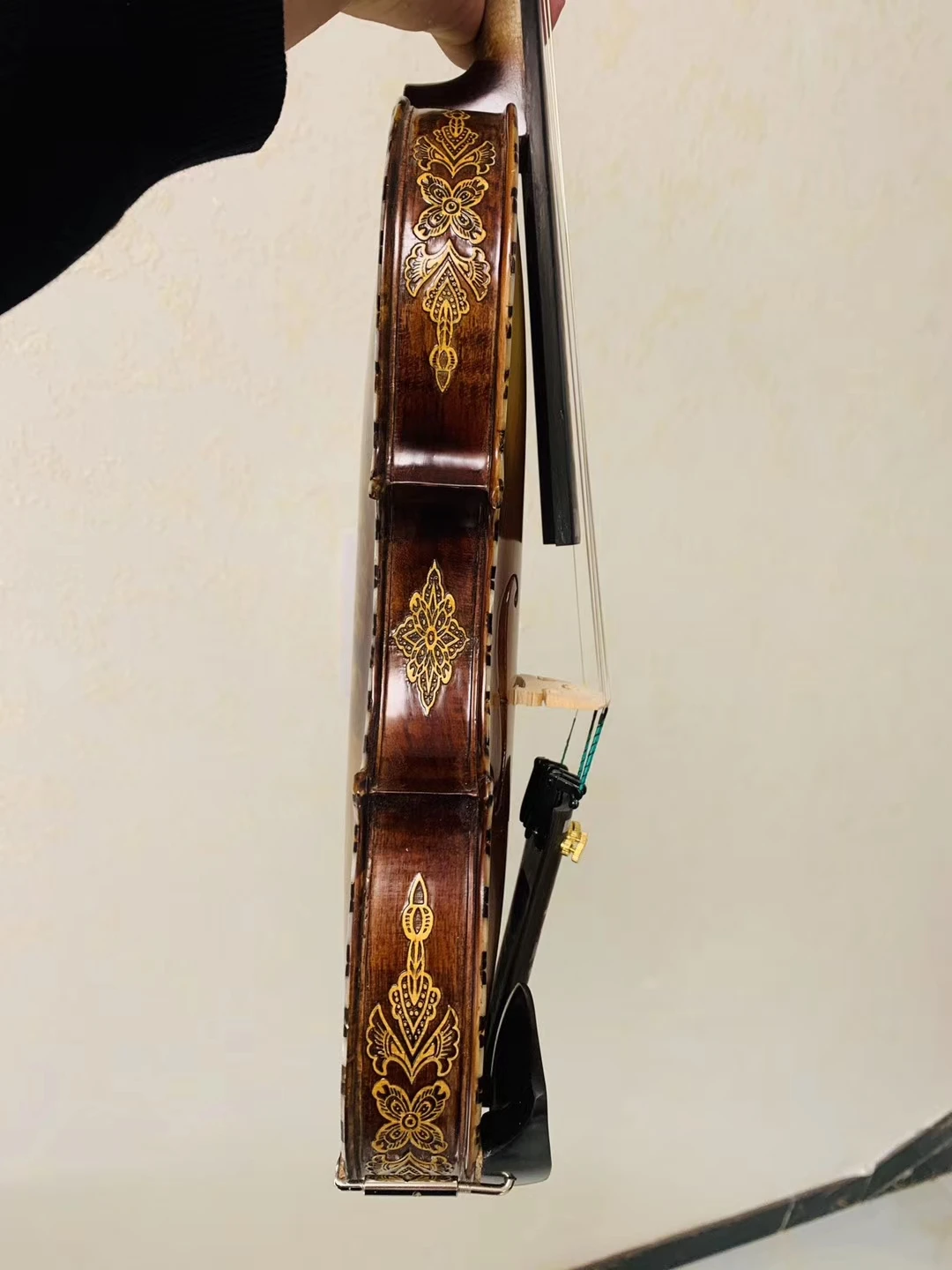 Fingerboard Carved inlaid shells Bird\'s Eye Maple！4/4 3/4 Stradivarius Violin violino Best Tone! bow case strings Aubert Bridge!