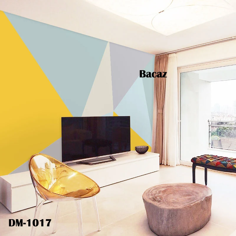 Bacal Large 3D Geometric Murals Wallpaper Wall Sticker for Living Room Background 5d Geometric Wall Decor Print 3d Wall Mural