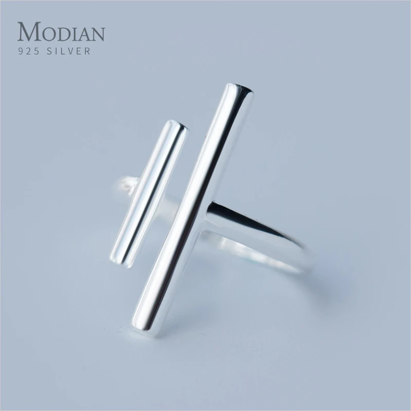 

Modian Fashion Geometric Line Authentic Sterling Silver 925 Ring for Women Open Adjustable Finger Ring Fine Jewelry 2020 Design