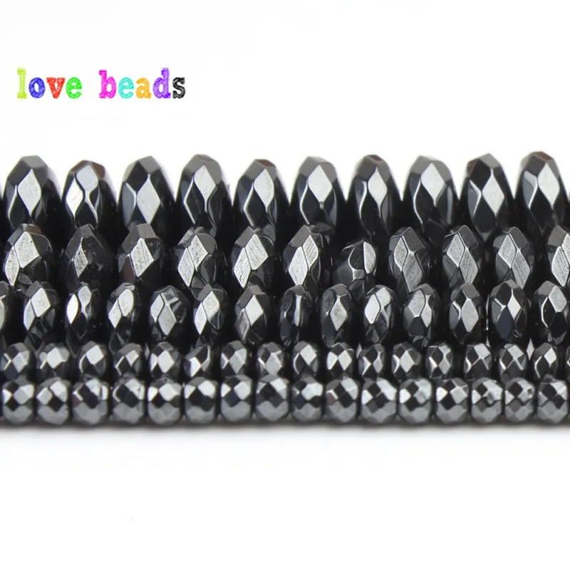 4x2/3x2/6x3/8x4/10x4mm Natural Black Hematites Flat Stone Spacer Loose beads For Fashion Accessories Jewellery Making 15\'\'