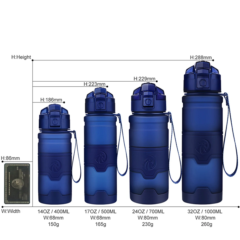 ZORRI Dark Blue Sports Water Bottle Best Reusable Protein Shaker Sport Bpa Free Hiking Cycling Gym Bottle Botella De Agua Gourde