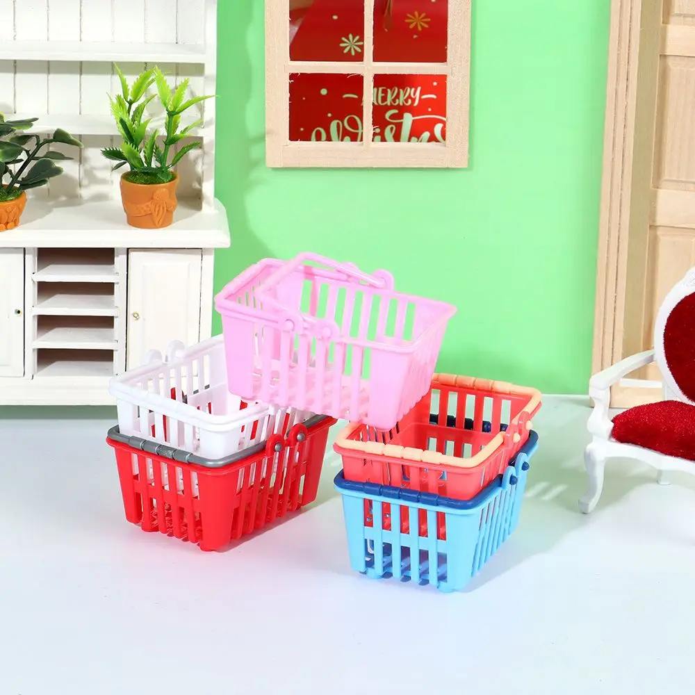 Mini Shopping Basket For Doll House Food Basket Supermarket Shopping Toy Miniature Furniture Model Props Doll Accessories