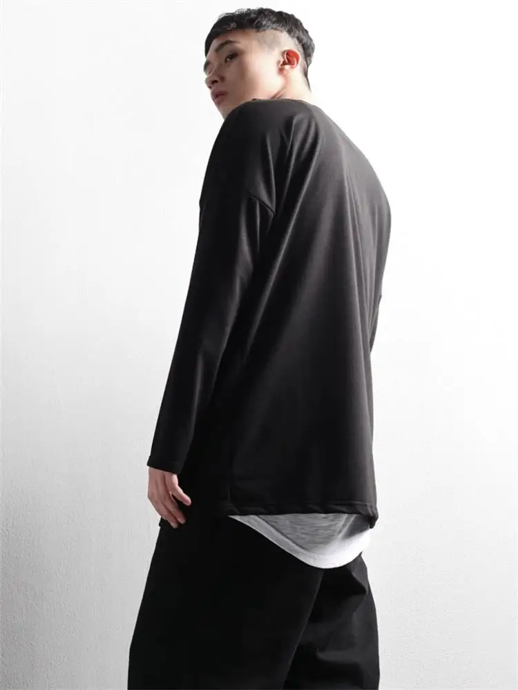 

Мужская модель, Новинка весна-осень, необычная индивидуальная футболка с темным дном, модная мужская футболка большого размера