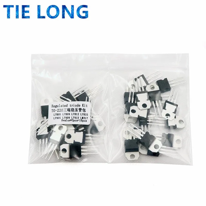 8value*2pcs=16pcs 7805 7809 7812 7815 7905 7912 7915 LM317T TO-220 Transistor Assortment Kit Voltage Regulator