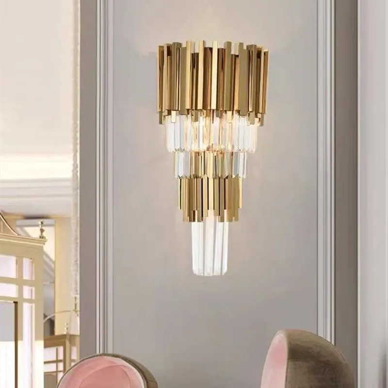 Empire Wall Lamp Crystal wall sconce Nordic For Bed rooms Living room Bathroom Home Creative LED Corridor Stairs gold wall light