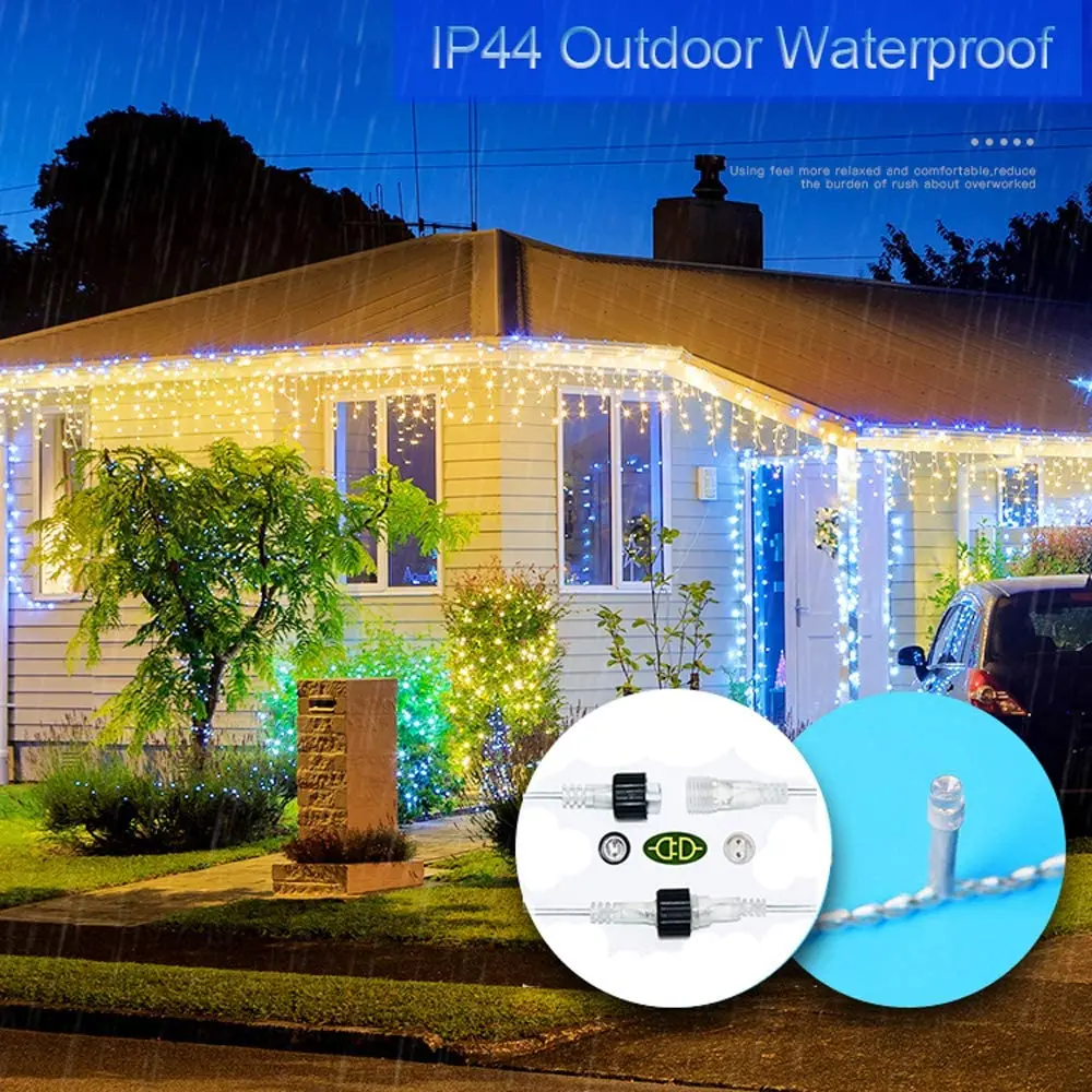 31V Curtain Icicle Led String Light Droop 3/4/5m Christmas Holiday Garlands Faiy Xmas Party Garden Stage Decorative Lights D30