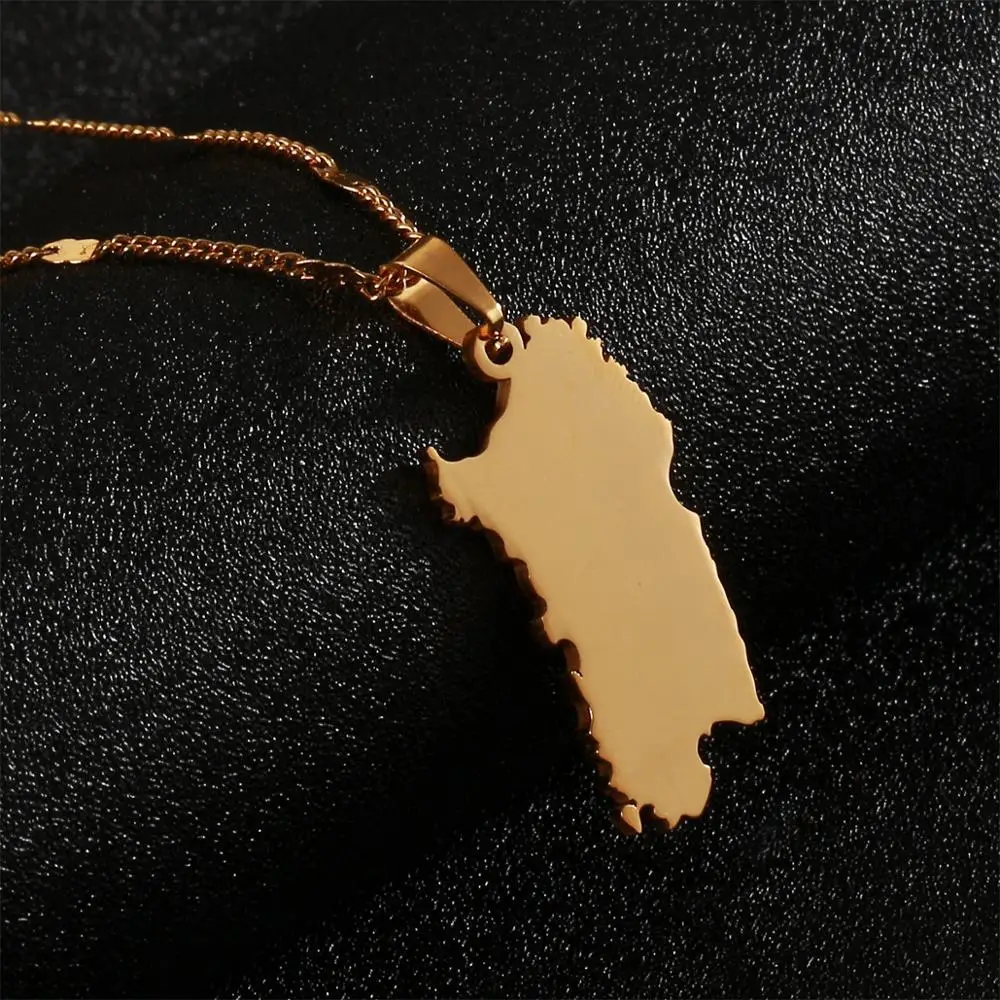 Stainless Steel Italy Sardinia Map Necklace Gold Color Sardegna  Jewelry