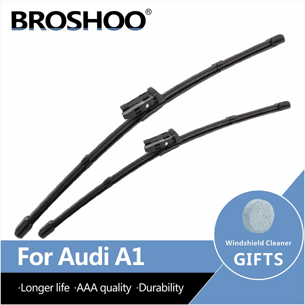 

BROSHOO Auto Car Windshield Wiper Blade Natural Rubber For AUDI A1 2010 2011 2012 2013 2014 2015 Fit Push Button Arm Accessories