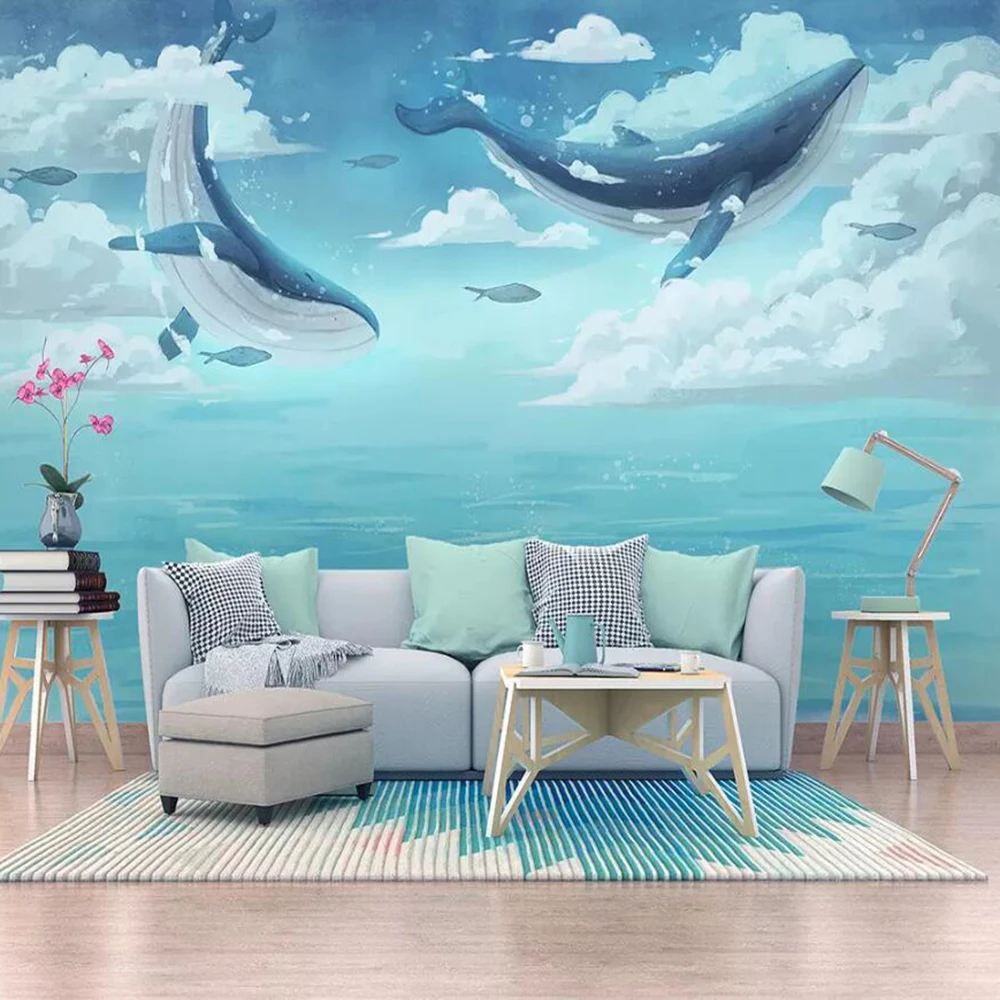 

Milofi custom 3D wallpaper murals creative watercolor ocean whale children's room background wall decoration wallpaper mural