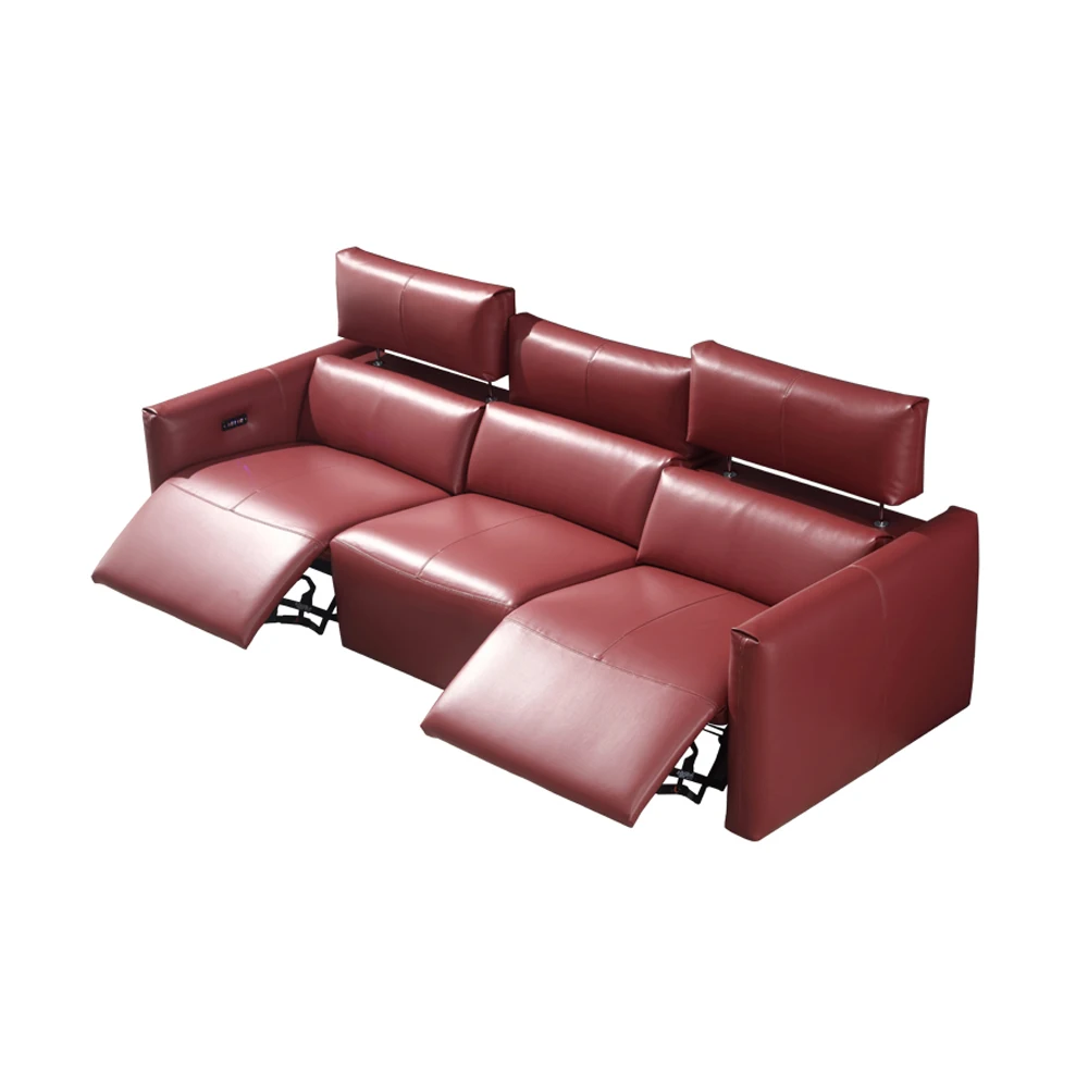 Dual Motor Electric Recliner Theater Living Room Sofa Multifunctional Genuine Leather Couch Nordic Cinema with Bluetooth Speaker