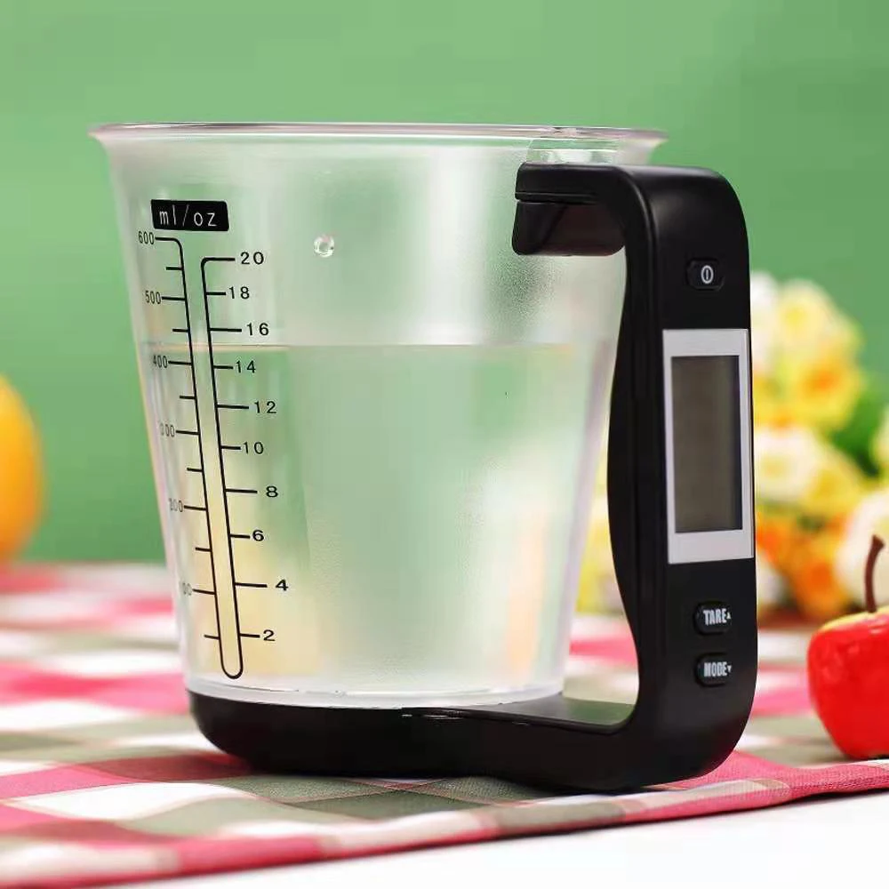 Electronic Measuring Cup Plastic Tool Graduated Digital Jug With Scales Kitchen Beaker Weigh Temperature Measurement LCD Display