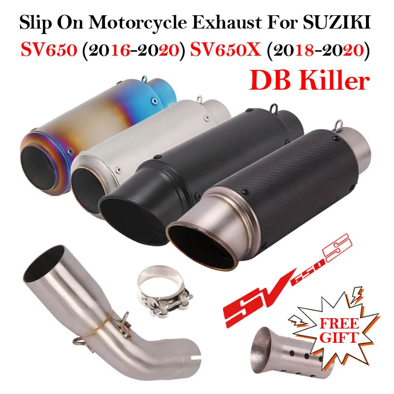 Slip On Motorcycle Exhaust For SUZIKI SV650 SV650X 2016-2020 Years Escape Moto DB Killer Muffler Modified Middle Link Pipe Tube