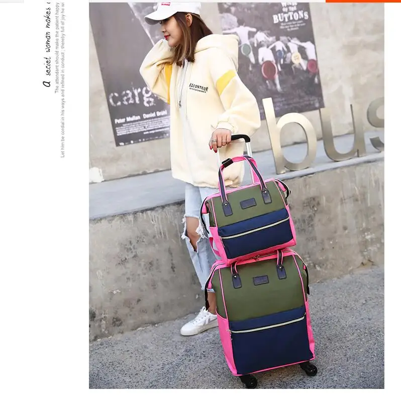 Women Rolling Backpack Bag 20 Inch Hand Luggage Bag Travel Luggage bag sets  Women Travel Trolley Bags wheels wheeled backpack