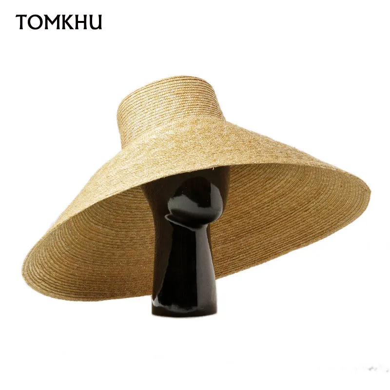 

25cm New Fashion Handmade Plus Big Brim Modeling Straw Sun Hats Women Female High Quality Beach Hats Large UV Bucket Hat Gifts