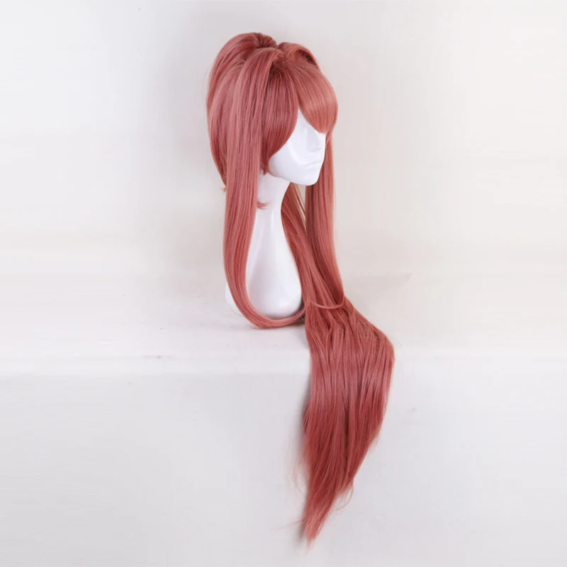 High Quality Doki Doki Literature Club! Monika Wigs DDLC 100cm Long Heat Resistant Synthetic Hair Perucas Cosplay Wig + Wig Cap