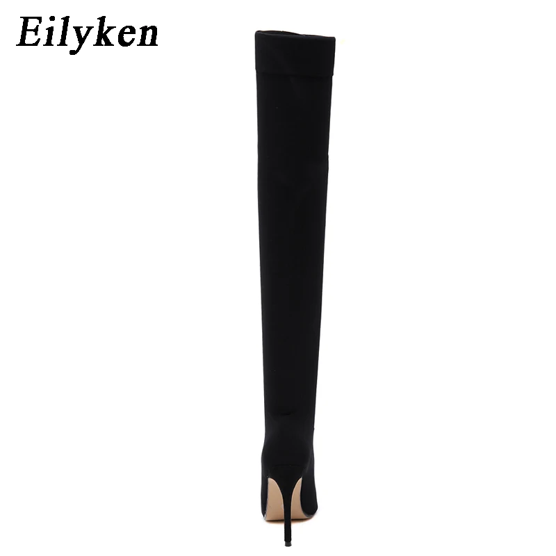 Eilyken New Women Thigh High Fashion Elastic Slim Stiletto Heels Over-the-Knee Boots Sexy Skinny Long Sock Botas Shoes