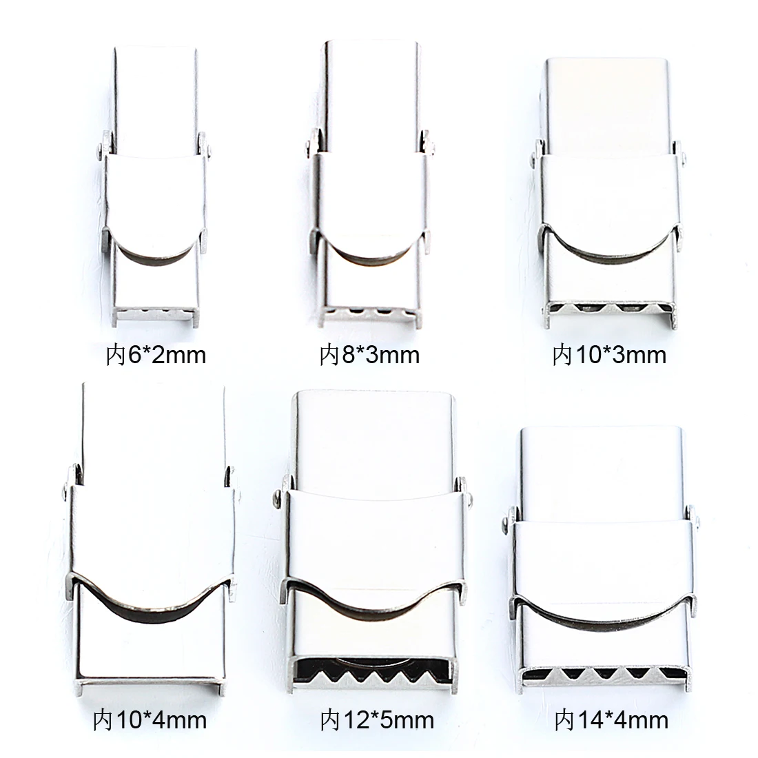 DC 5pcs/lot 6sizes Stainless Steel Flat Leather Cord Clasps For Bracelet Metal End Clasps Necklace Connectors Jewelry Making