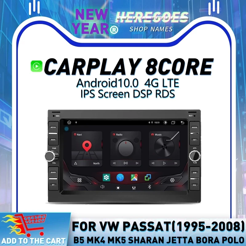 Carplay DSP Android 11.0 Car Multimedia Player GPS For Volkswagen GOLF POLO TRANSPORTER Passat B5 BORA MK5 SHARAN JETTA Radio