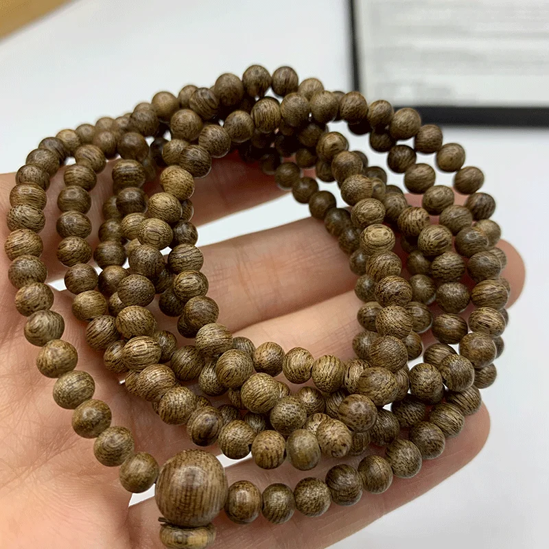 Natural old bug leak agarwood buddha beads bracelet string 4mm 216 beads men's and women's collection accessories