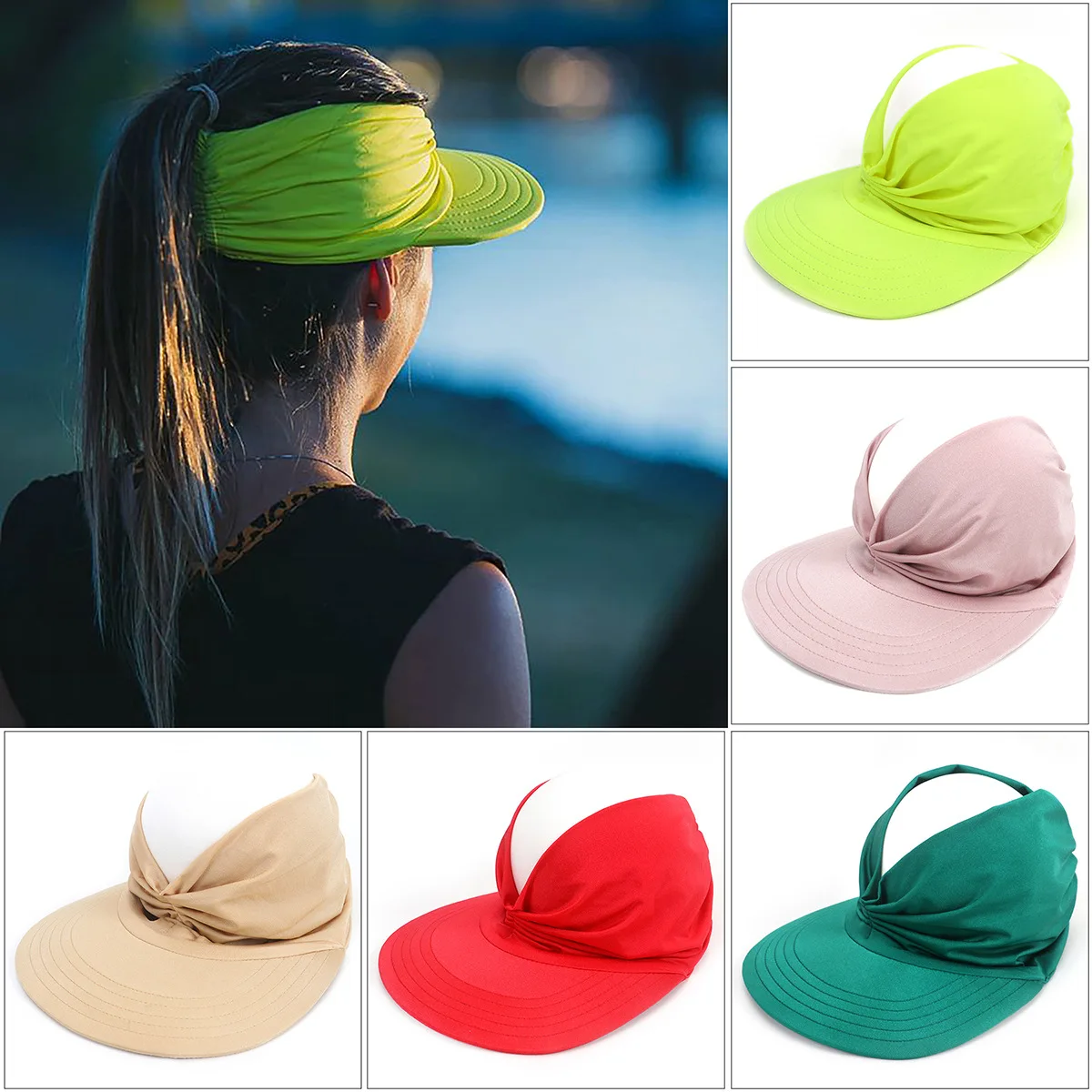 

New Women's Summer Sun Hat Fashion Ponytail Beach Cap Ladies Outdoor Sun Visor Hat