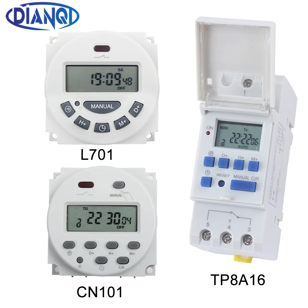 1PC Week Controller Electronic Weekly 7Days Programmable Digital Time Switch Relay Timer Control CN101A Tp8a16 L701 220V12V 16A