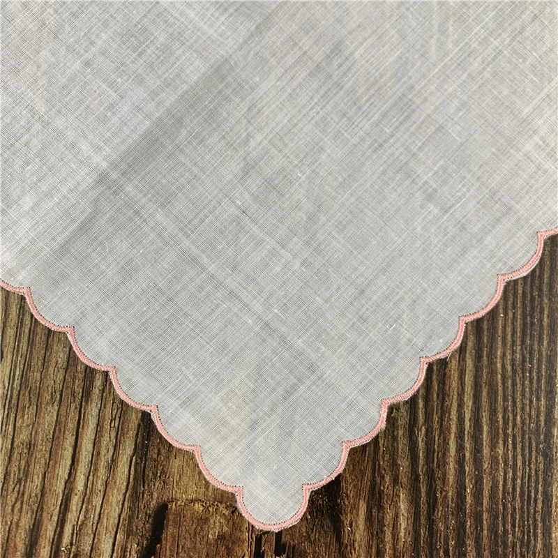 12 PCS Wedding Handkerchiefs Ladies Handkerchief Irish Linen Color embroidered Scalloped Edge Hankies 30*30 CM