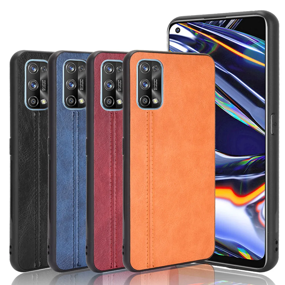 For Realme 7 Pro Case Realme7 Pro Suture Soft Edge PU Leather Hard Phone Cover For OPPO Realme 7 Pro 7pro realme7 Case