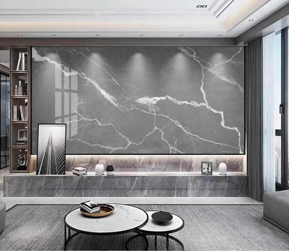 

Customize any size 3d wallpaper gray marble white texture bedroom coffee shop TV background wall wallpaper papel de pared