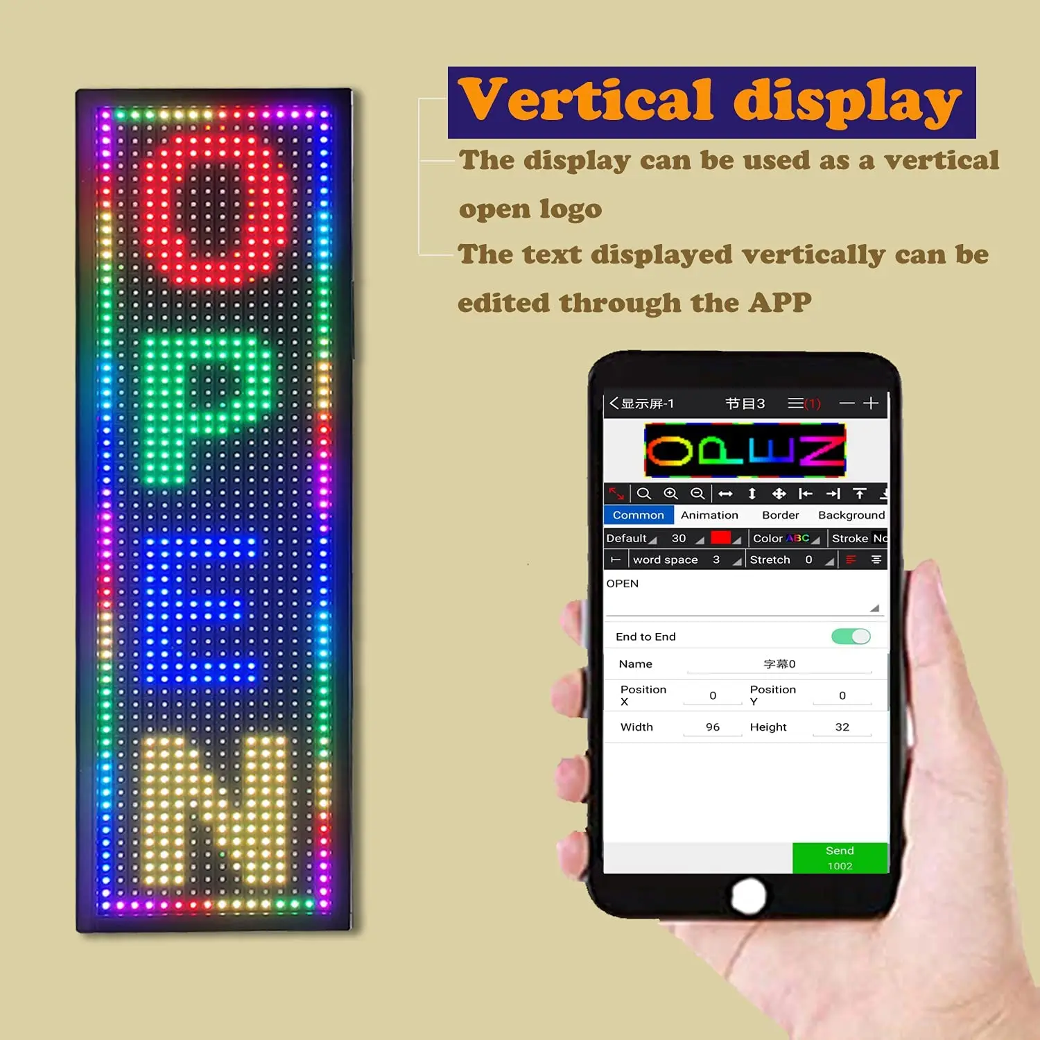 WIFI APP Control Led Sign 68x19cm Led Scrolling Message Display 110V-220V  Custom Text Pattern Animation Scrolling LED Display