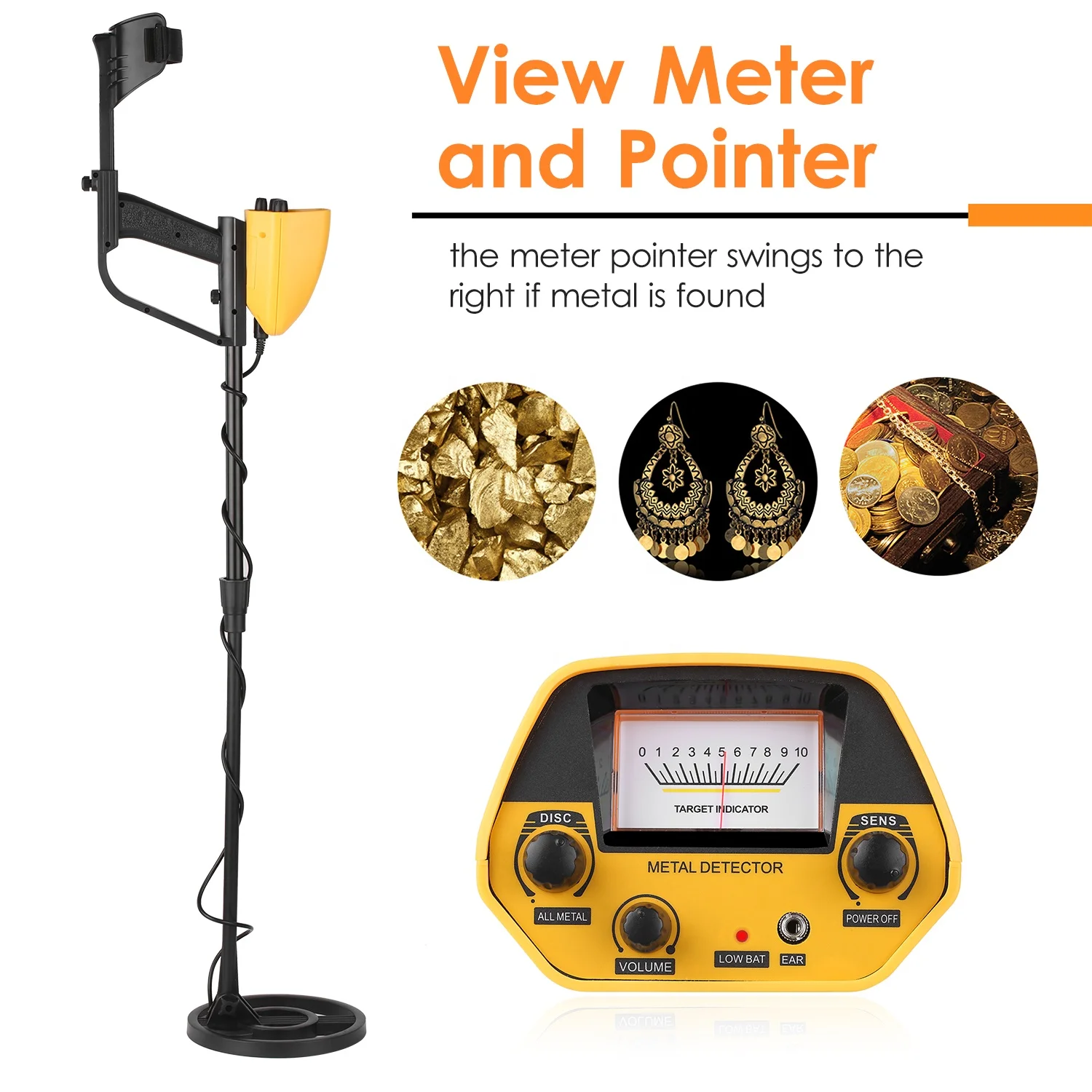 Underground Gold Metal Detector MD-5090 Waterproof Coil  Adjustable Tracker for Treasure Search