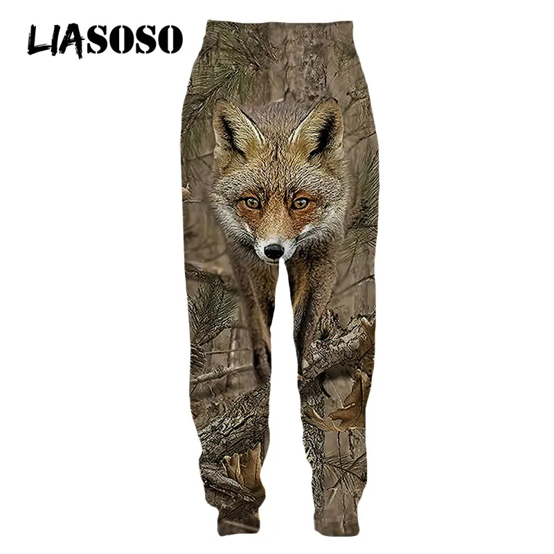 LIASOSO 3D Print Wild Animal Fox Pig Wolf Hunting Hunter Sweatpants Harajuku Casual Sweat Pants Jogging Women Men Cool Clothing