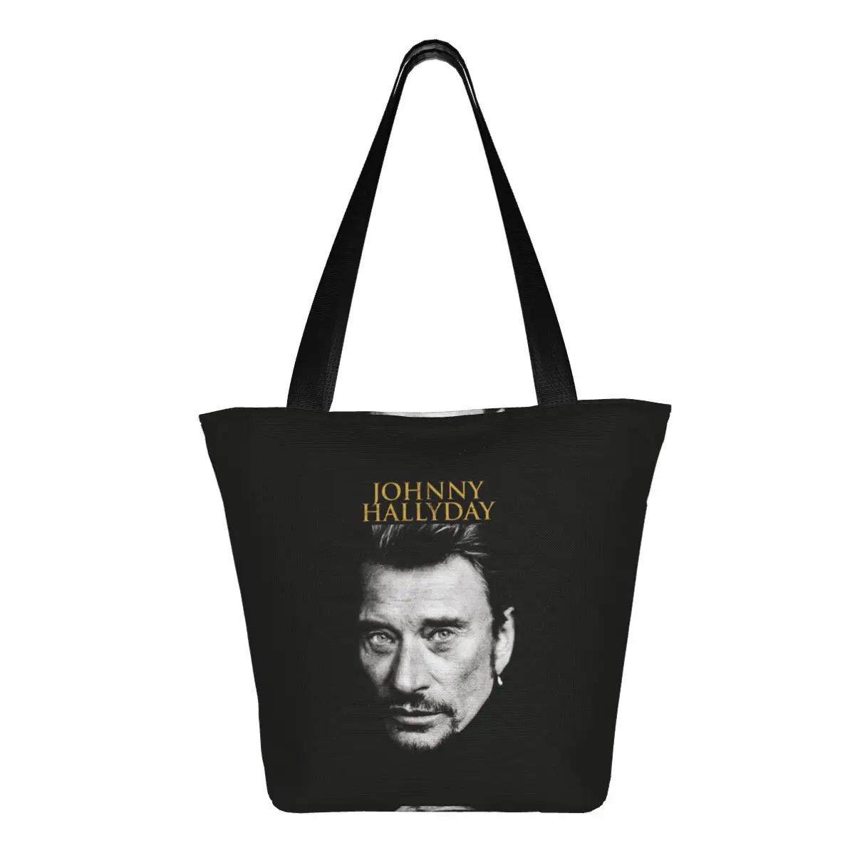 Johnny Hallyday Polyester Outdoor Mädchen Handtasche, Frau Einkaufstasche, Umhängetasche, Segeltuch tasche, Geschenkt üte