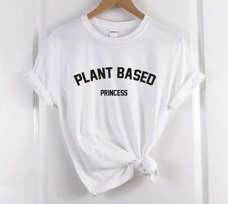 Sugarbaby Plant Based Princess Funny Graphic T shirt Vegan T-Shirt Vegetarian Vibes Tee Unisex Cotton t shirt Herbivore Tops