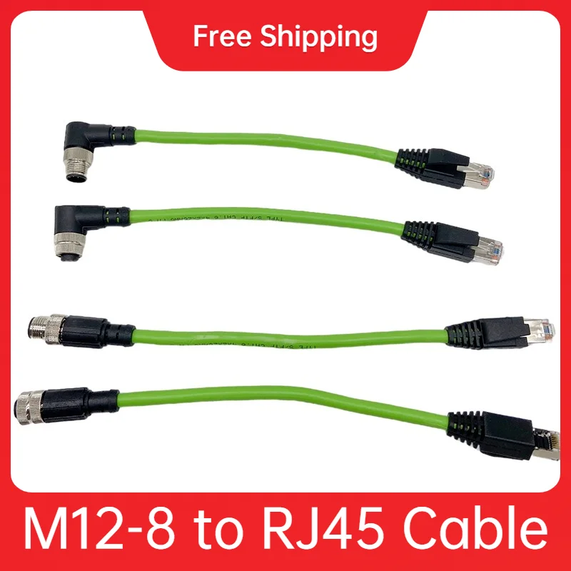 

M12 8P to RJ45 Sensor Connector IP67 AWG Industrial Ethernet Wire A Type Network Cable Singnal Transmission Patch Cord Cognex