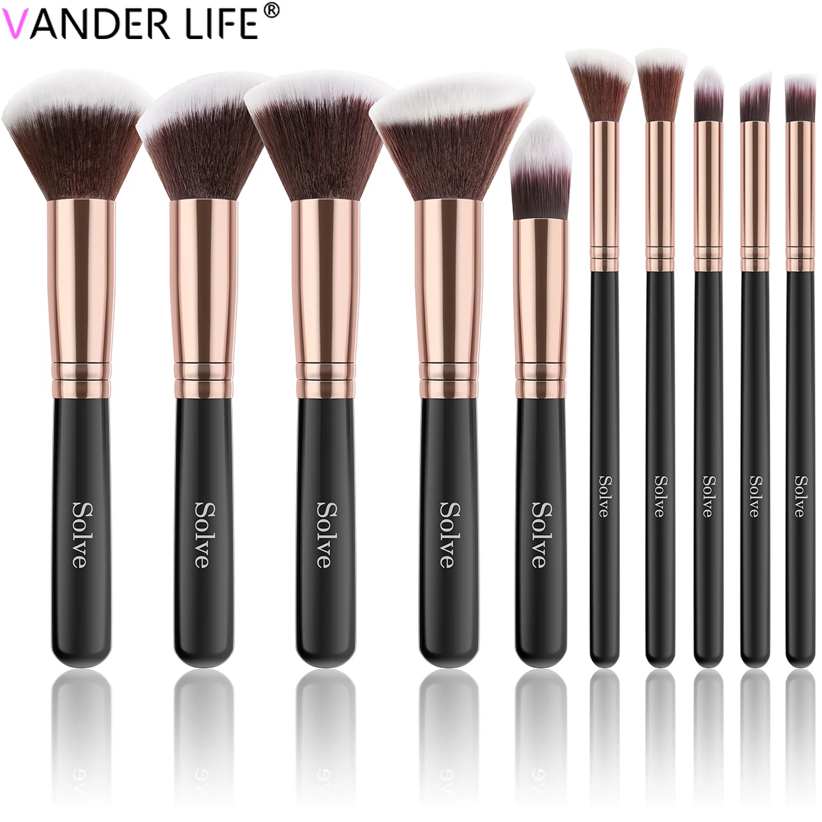 Rose Gold 10 Pcs Premium Make-Up Pinsel Werkzeug Set Kosmetische Pulver Lidschatten Foundation Blush Blending Schönheit Make-Up Pinsel kits