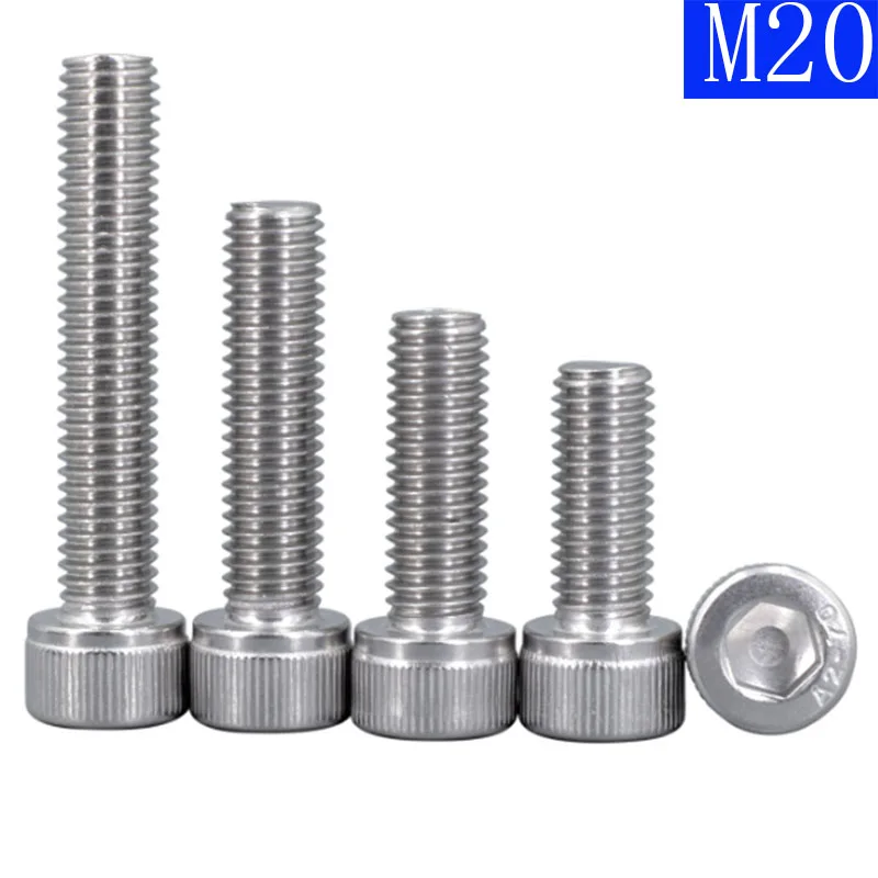 M20 - 2.5  20mm 304 Stainless Steel SOCKET HEAD Caps Screws  Allen Hex Socket Cap Head DIN 912 A2 / 70 , 2 Coarse