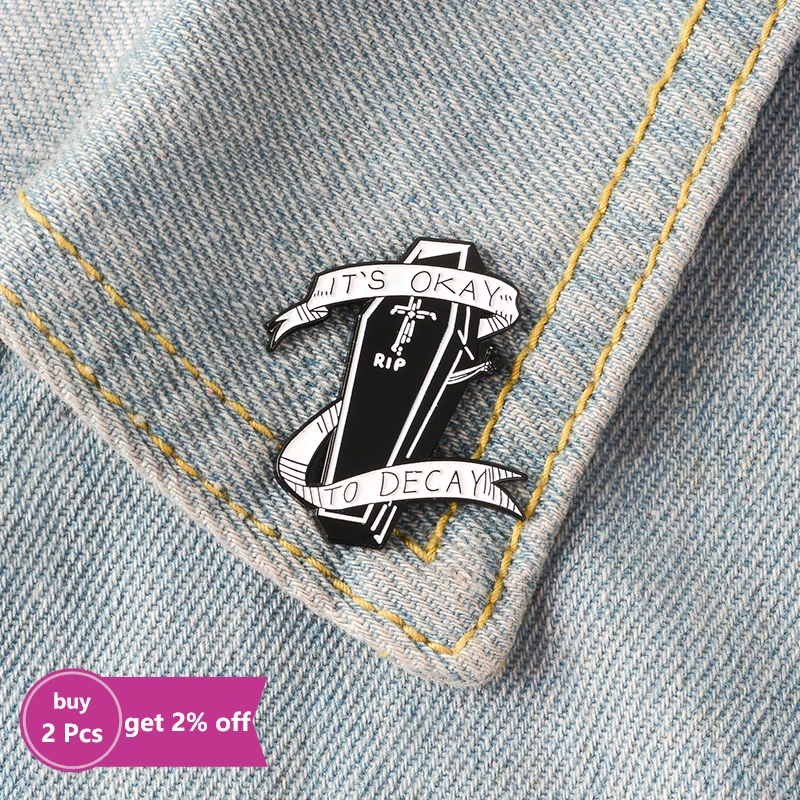 Black Punk Coffin Grim Reaper Magic Sorcerer Cat Skull Hand Palm Enamel Pins Lapel Brooches Badges Pin Gothic Jewelry Wholesale