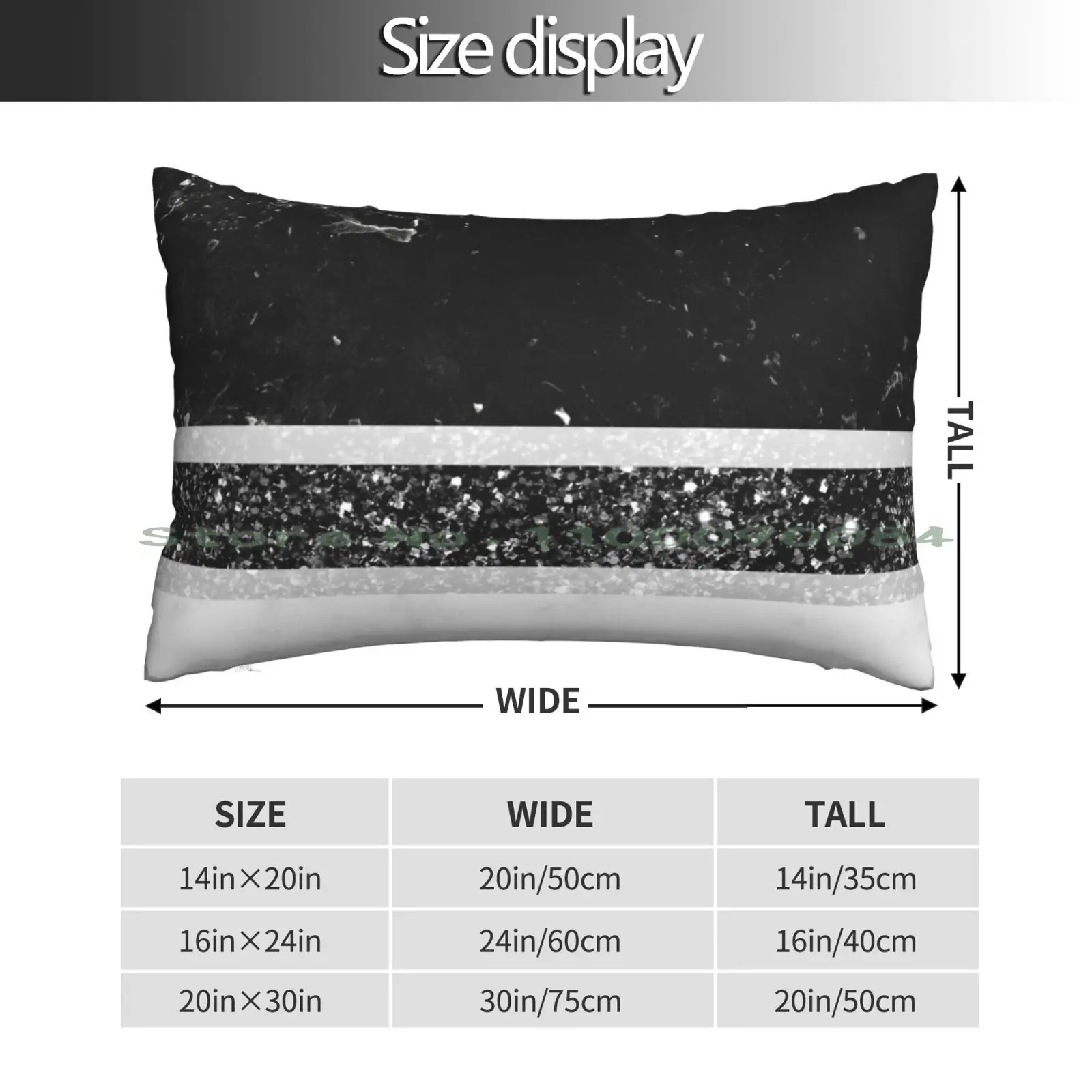 Black And White Marble Black Glitter Stripe Glam #1 ( Faux Glitter ) #minimal #decor #art Pillow Case 20x30 50*75 Sofa Bedroom