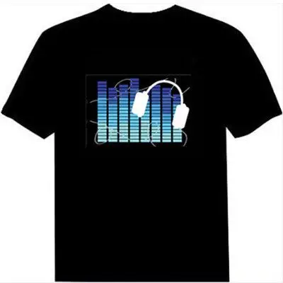 LED Luminous Light Up T Shirt High Quality Sound Activated Lighting Flashing Luminious Shirt Party Dress