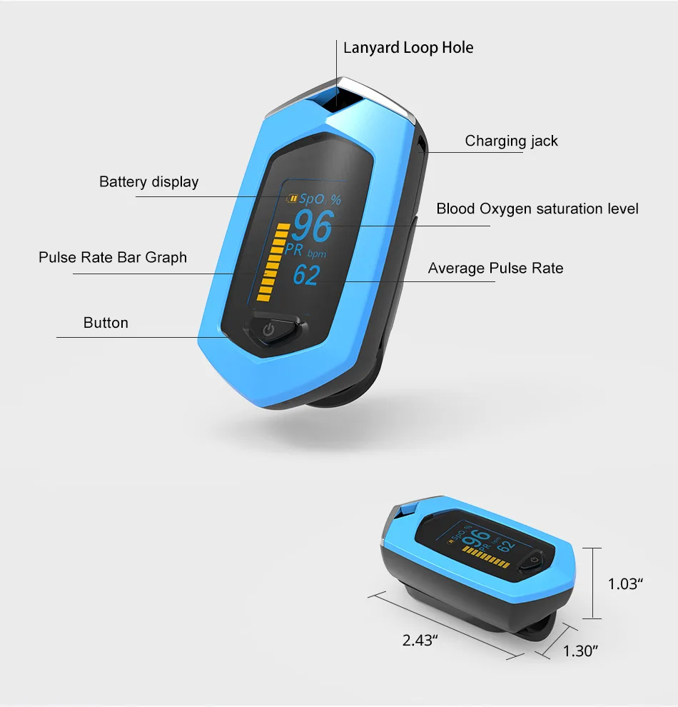 Medical Finger Pulse Oximeter Saturimetro OLED Usb Rechargeable Oximeter Blood Oxygen Measurement Pulse Oximeter