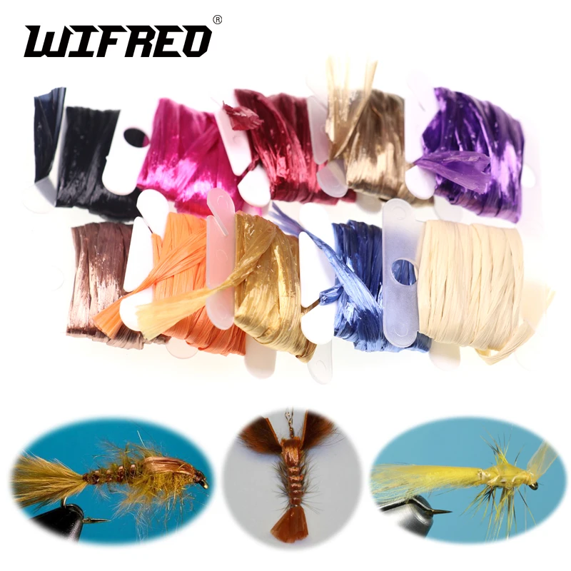 Wifreo 10PCS Fly Tying Swiss Straw Raffene Nymph Back Body Wing Case Fly Tying Material Copper Brown Beige Orange