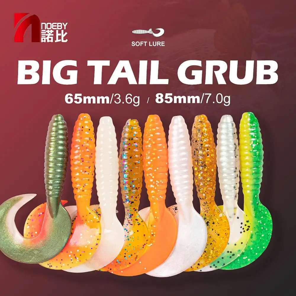 NOEBY Fishing Lures Silicone Bait Finesse Grub 65 80mm 2.5