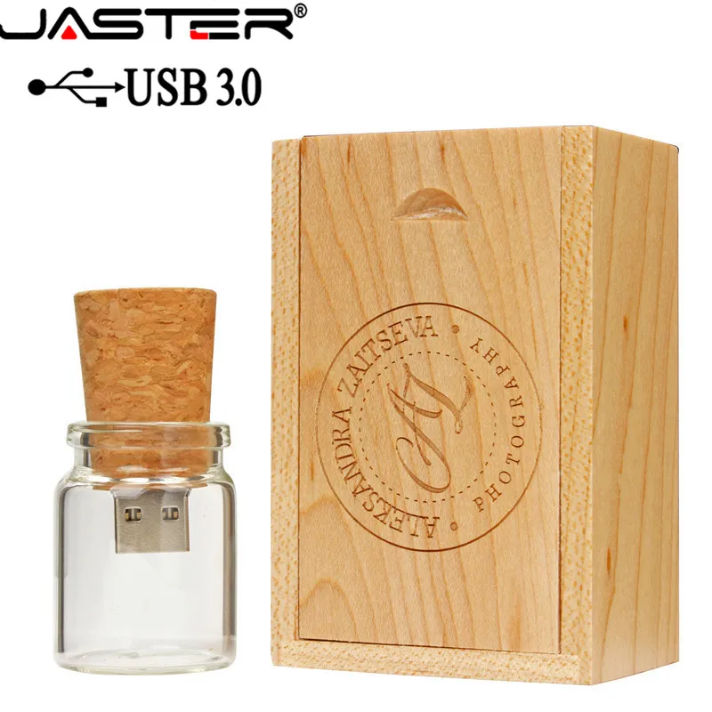 JASTER USB 3.0 Wooden cork drifting bottle flash drive pendrive 4GB 16GB 32GB 64GB wishing bottle wedding gift 1PCS free logo