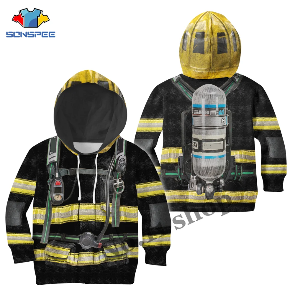 FireFighter Firemen Fire Hero Harajuku Children Tracksuit Kids Cosplay Costume 3D Print Boy Hoodies/Sweatshirts/Jacket/ Pullover