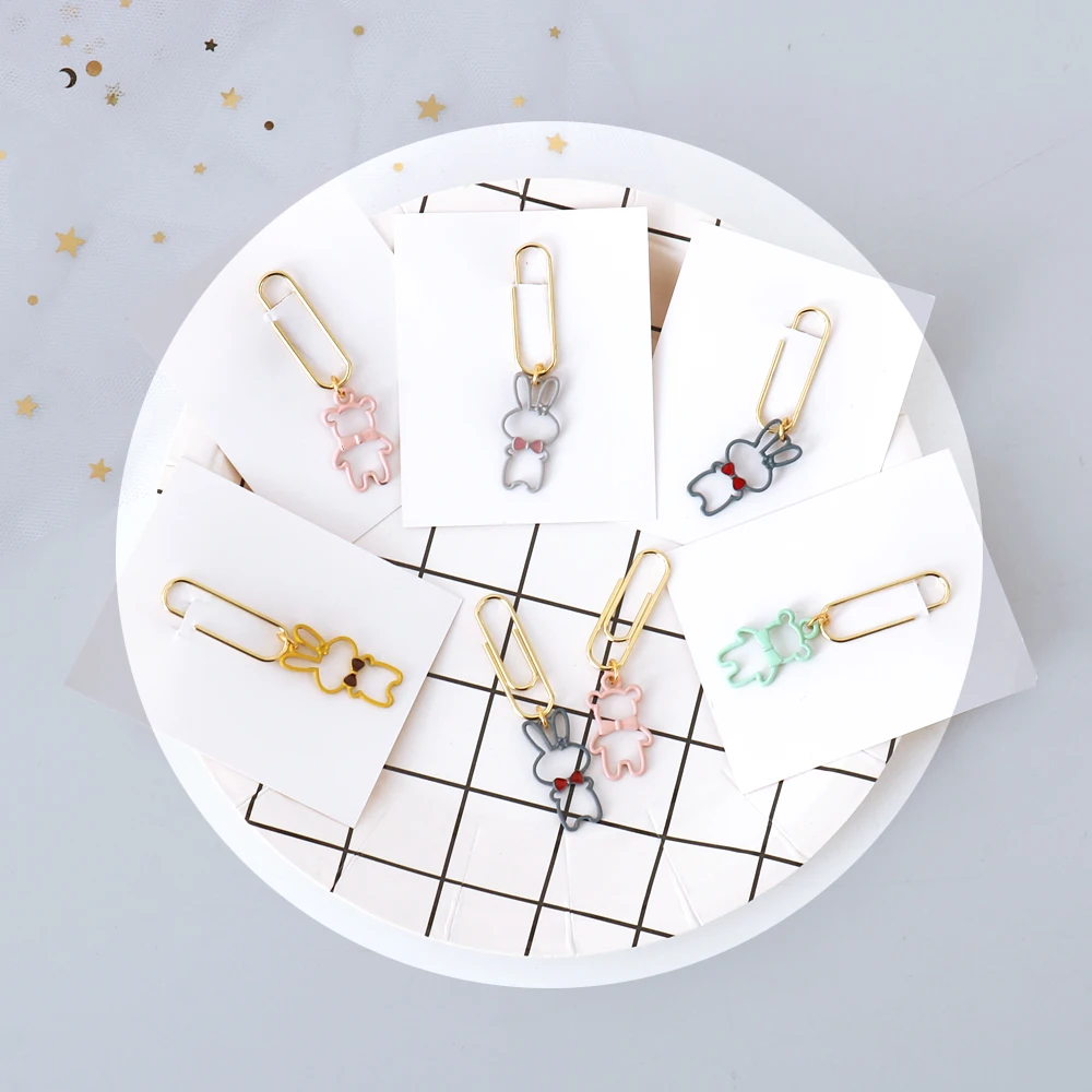 TUTU 5pcs/lot original creative suquin candy office school metal index bear rabbit paper clips stationery supplie H0370